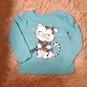 Toddler Girl Kitty Cat Christmas long sleeved shirt 5T by Garanimals